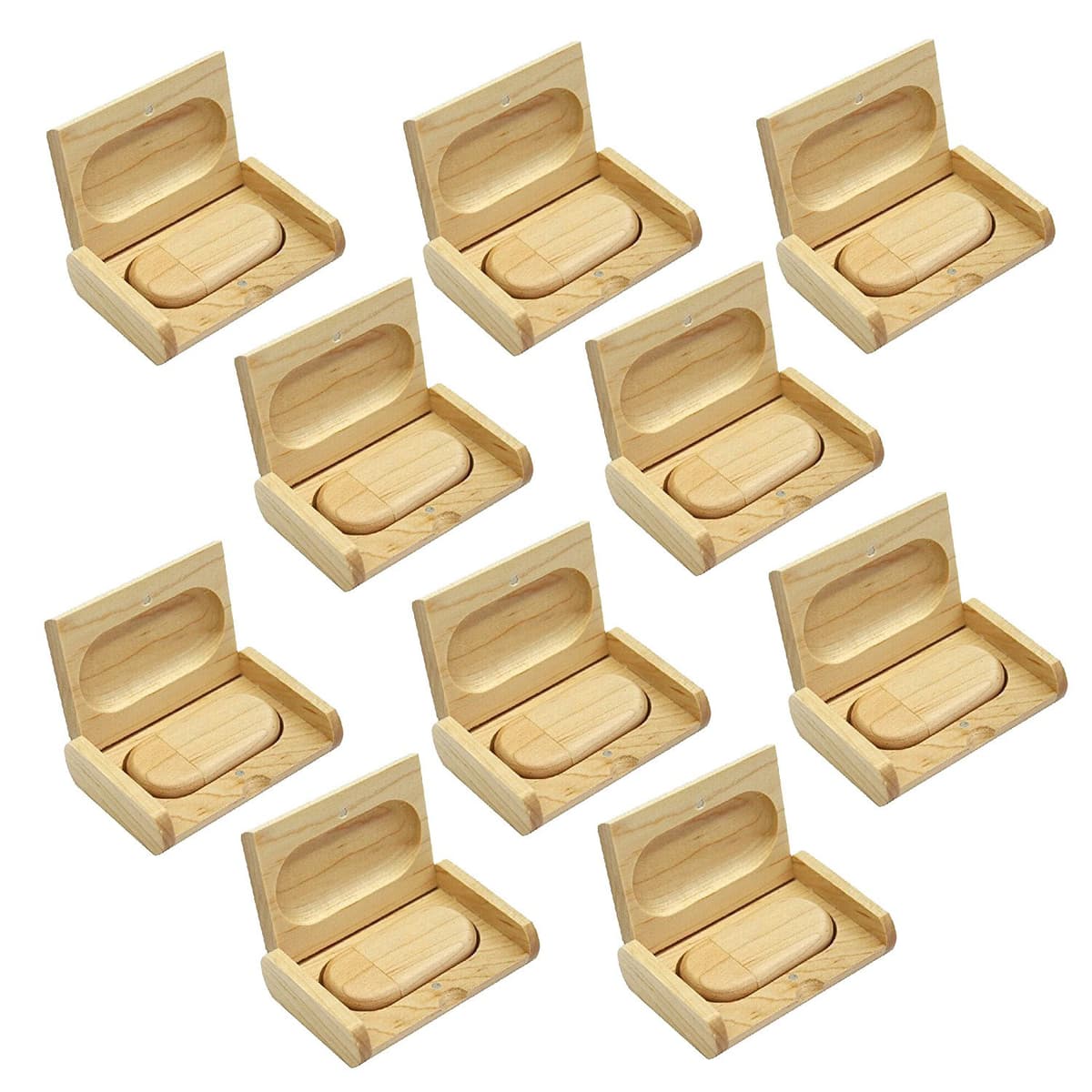 A Plus+ 10 Unidades Flash USB de 32 GB Stick Memory Forma de corazón con Caja de Madera Regalo de Boda — view 4