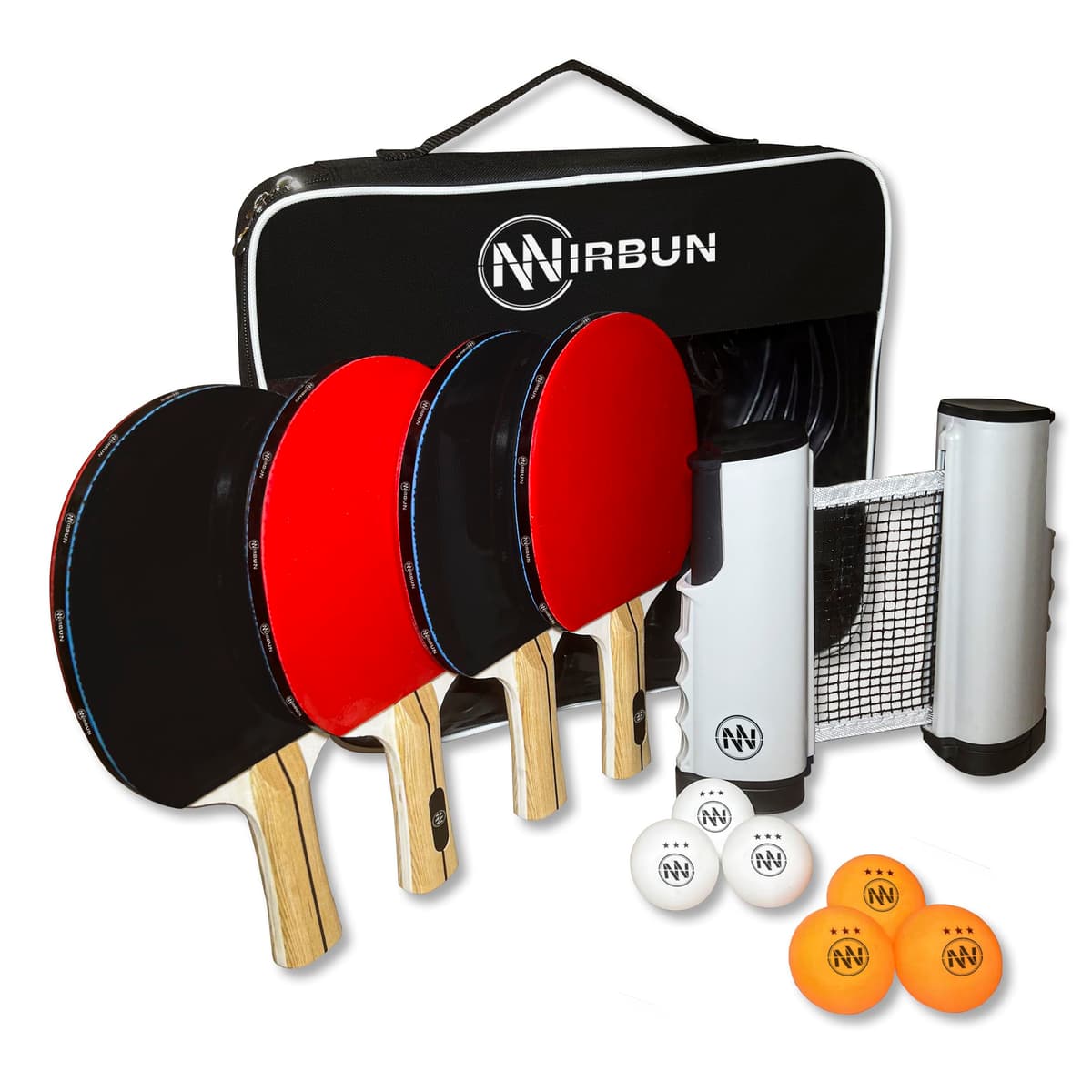 NIRBUN Set Ping Pong Con Red Extensible - Palas Profesionales - Pelotas 3 Estrellas - Red Ajustable Para Mesa - Set Portátil — view 2