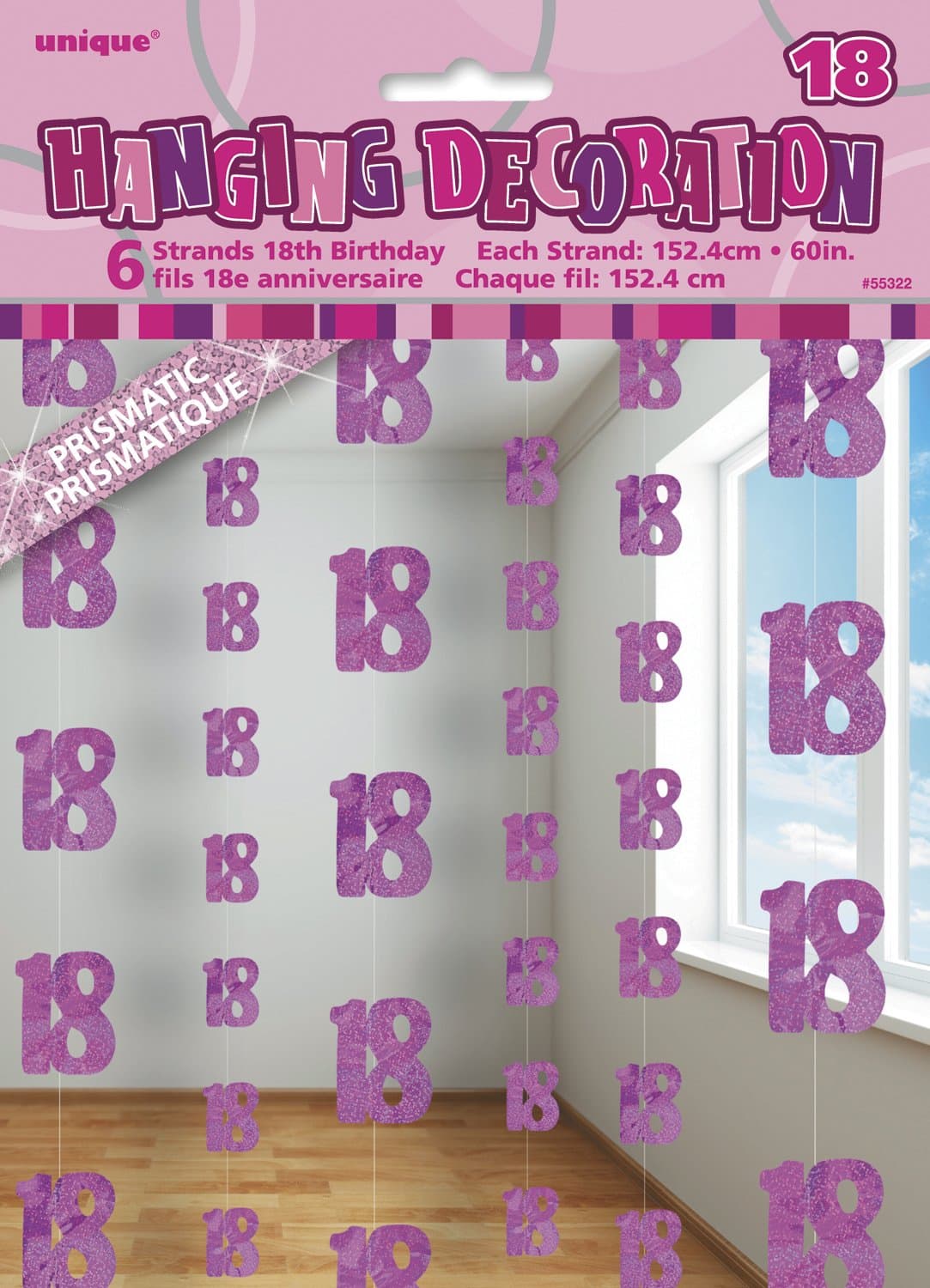 Unique Party 92068 - 9ft Foil Glitz Pink Happy 80th Birthday Banner — view 102