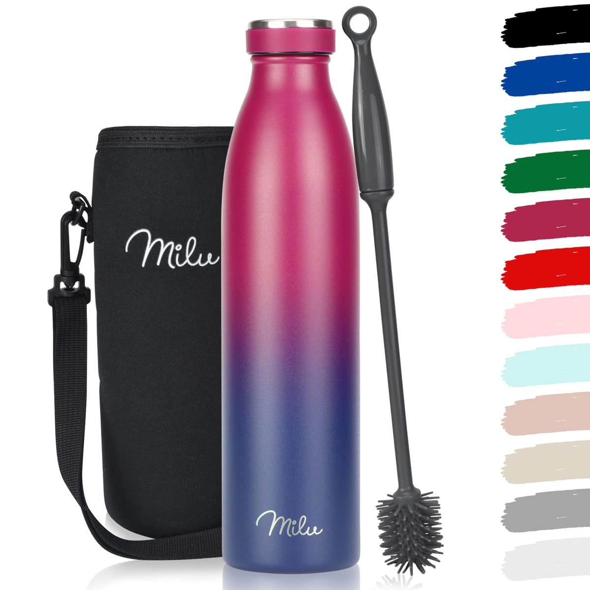 Milu Stainless Steel Drinking Bottle 1500 ml - Insulated Thermo Flask for Water - Leak Proof, Insulated and Double Walled, Carbonated (Granite Navy Blue, 1,5L) — view 12