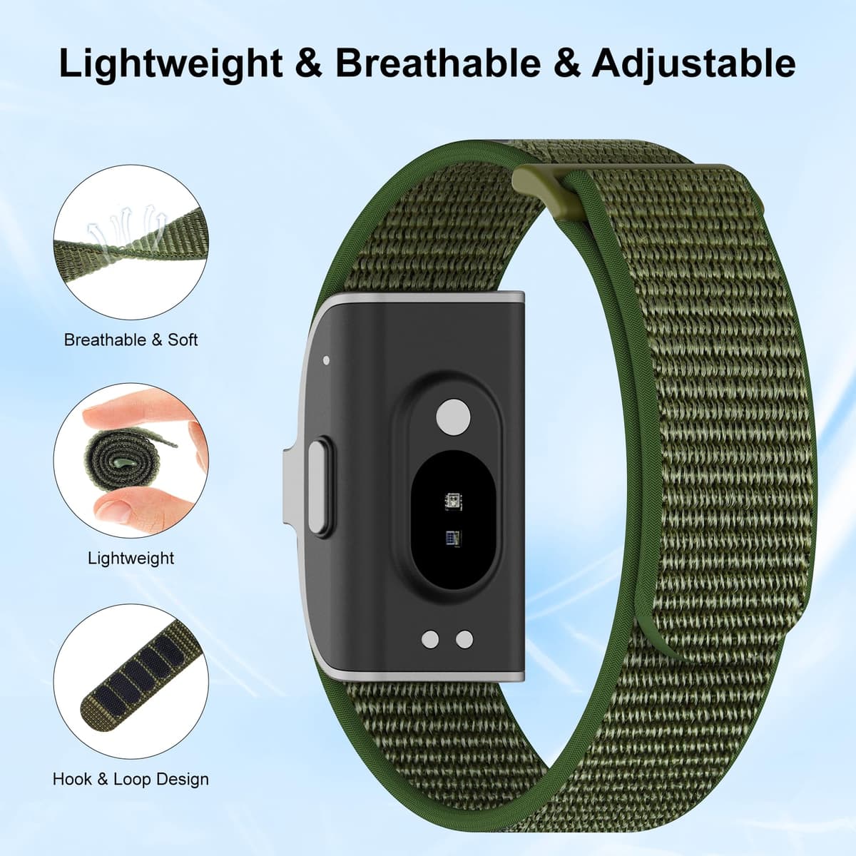 Nylon Loop Sport Replacement Bands Compatible with Hume Health Band, Soft Breathable Adjustable Wrist Band for Hume Band Replacement Strap Wristband for Fitness Tracker Women Men — view 2