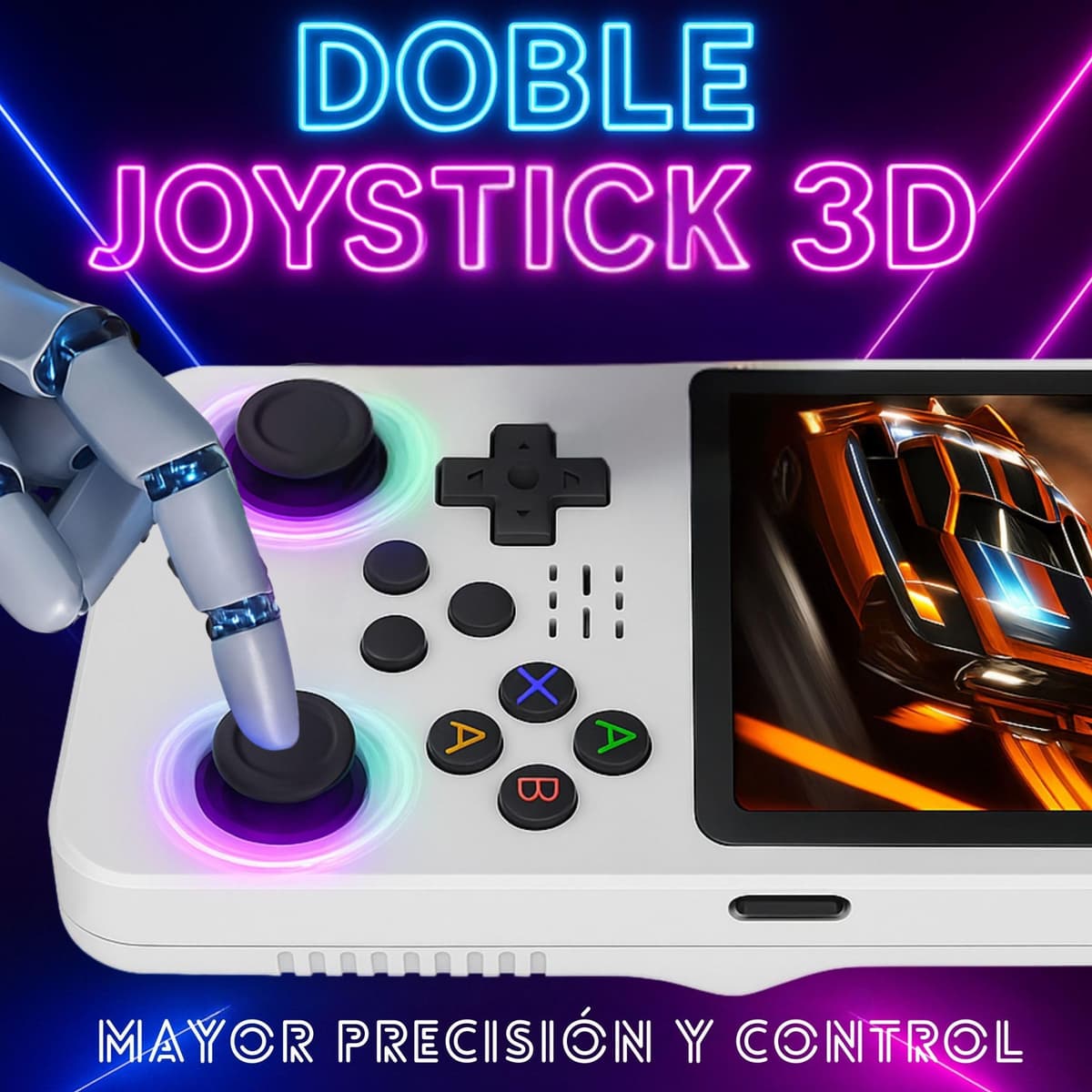 Retro Portable Console with 20,000 Games – 2025 Version – Mini Arcade Console – Games for PS1, PSP, N64, NDS, SuperN, GameB, GBA, NeoG, etc. – HD Screen 3.5' 640 x 480 – Reject Imitations (White) — view 4
