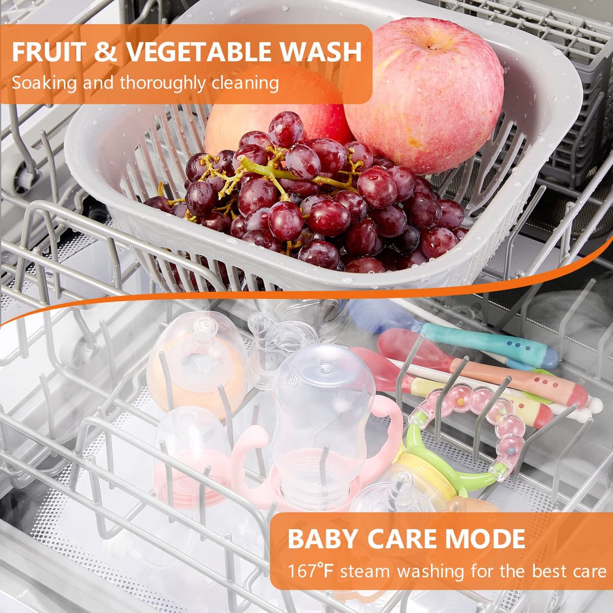 Karlxtom Table Top Dishwasher 6 Programs Mini Dishwasher with Touch Control, Auto-drying, Baby Care & Fruit Wash, Perfect for Small Families, Couples — view 8