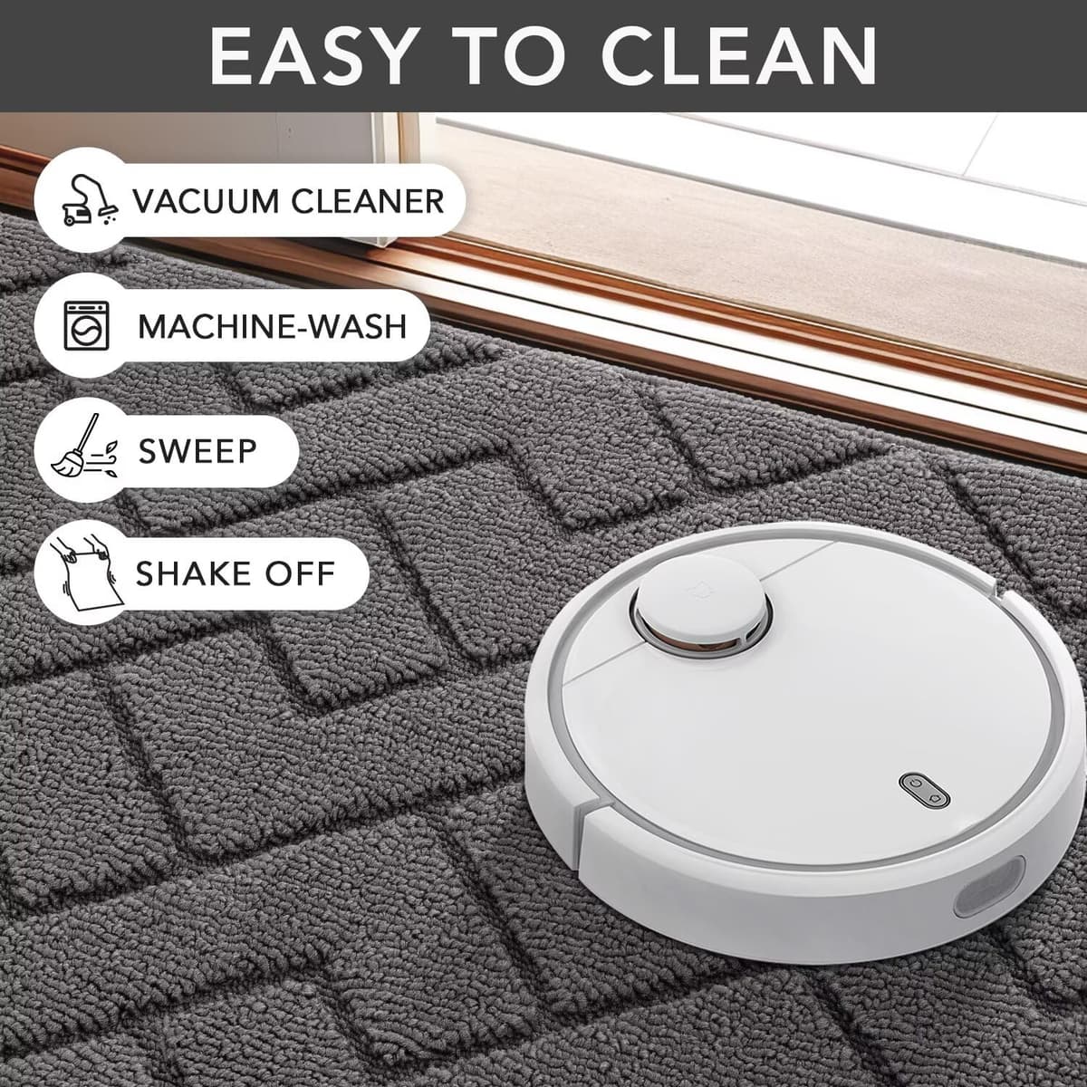 Biscpro Door Mats Indoor,Dirt Trapper Mat Absorbent Non-Slip Low Profile Doormat for Entrance,Inside, Kitchen,Front Door Mat Washable for Pets and Dogs— 50x80cm,Grey — view 6