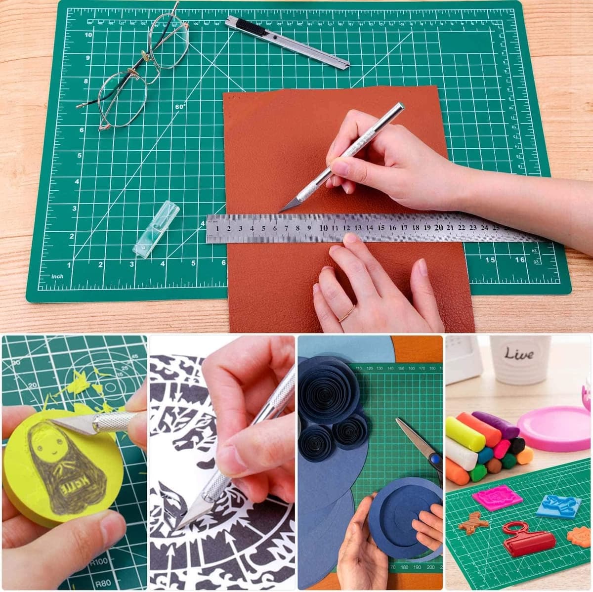 Self Healing Sewing Mat, Anezus 12" x 18" Rotary Cutting Mat Double Sided 5-Ply Craft Cutting Board for Sewing Crafts Hobby Fabric Precision Scrapbooking Project 12 x 18 Inches — view 6