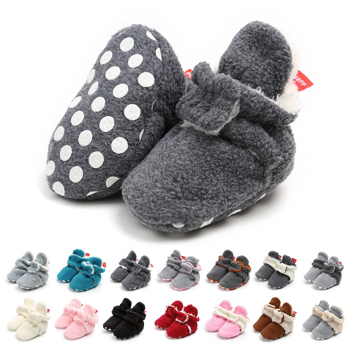 EDOTON Unisex Newborn Winter Boots Warm Stripe Bootie Non-Slip Sole Soft Stay On Ajustable Bootie Sock — view 13