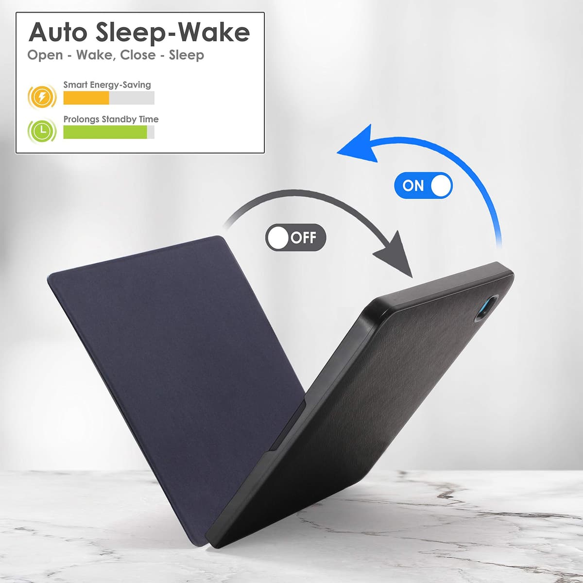 Forefront Cases Funda para Kobo Aura Edition 2 (Modelo: N236, 2016) - Delgado, Ligera y Protectora Funda para Kobo Aura Edition 2 (6") - Smart Auto Sueño Estela Función (Carcasa) - Negro — view 2