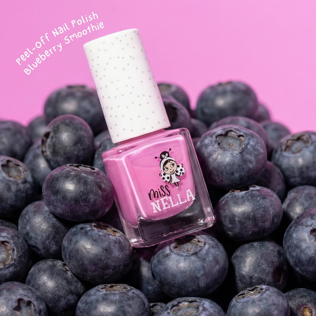 Miss Nella BLUEBERRY SMOOTHIE- Esmalte de uñas especial morada con brillantina para niños, con fórmula despegable, a base de agua y sin olor — view 4