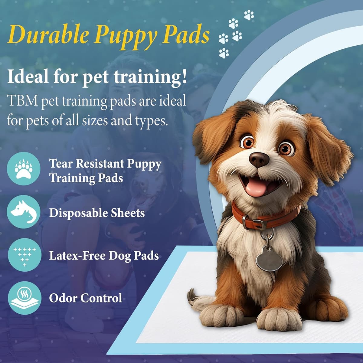 TBM Puppy Pads Large Size Pack of 50 60 x 60 Super Absorbent Puppy Training Pads Anti Slip Dog training pads - No Leaking Qui — view 3