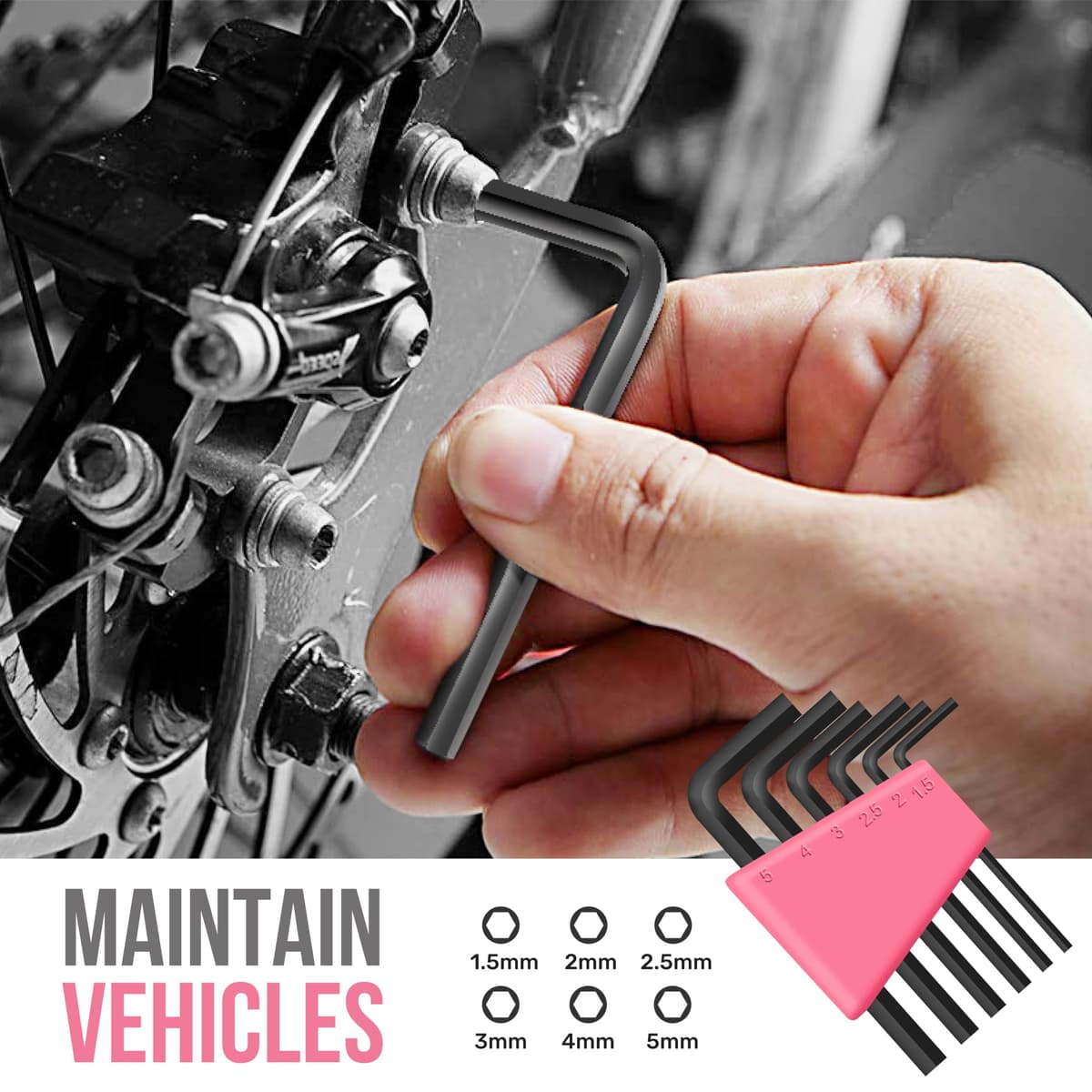 Hi-Spec Pink Small Tool Kit for Home DIY, Repairs & Crafts – 24pc Lady Tool Set with Mini Hammer, Pliers, Screwdriver Set, Hex Keys & Tape Measure in Compact Tool Box Case – Gift for Women — view 6
