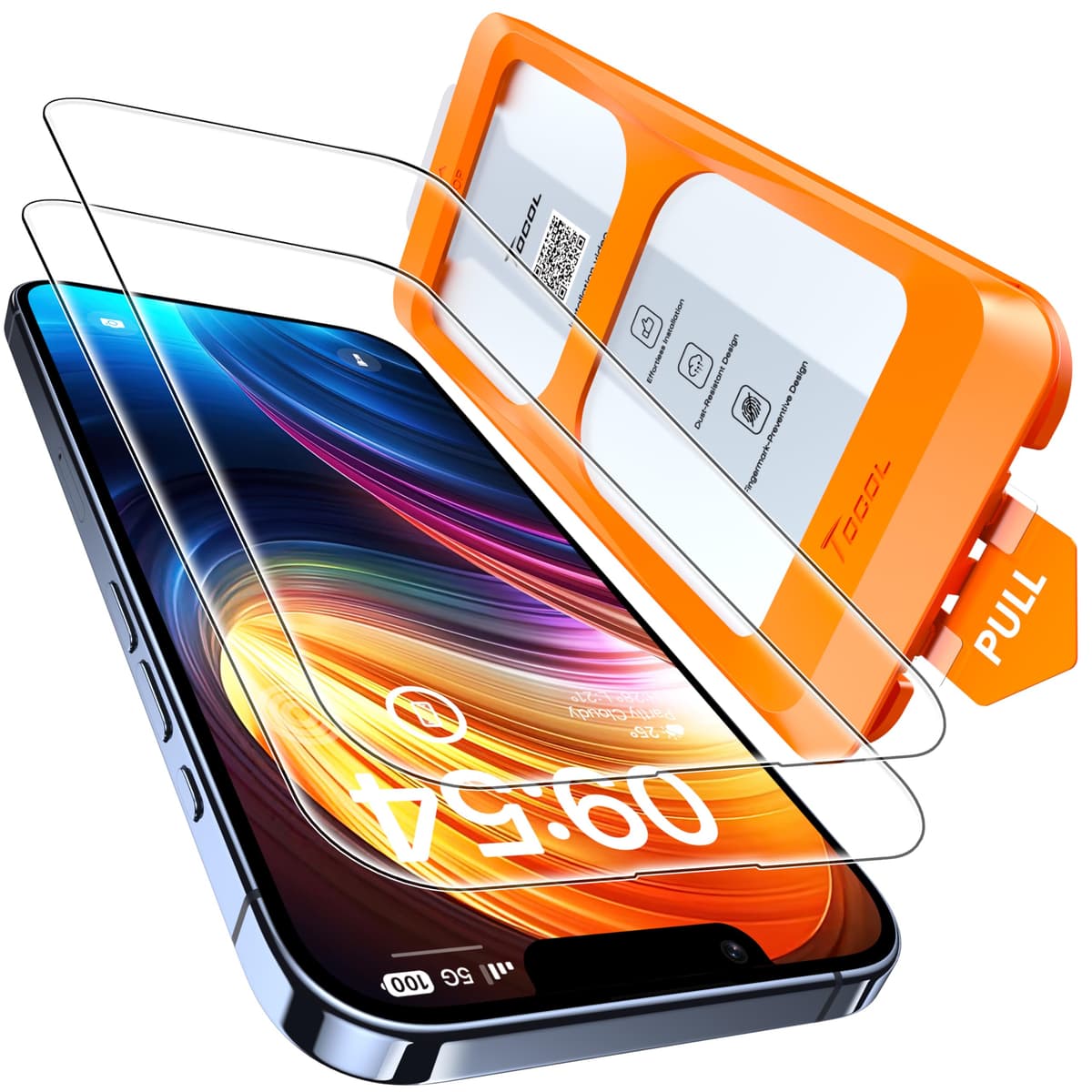 TOCOL Protector Pantalla para iPhone 17 Pro Max, Alineación Automática para Una Instalación Rápida, Cristal Templado de Dureza 9H Inastillable, HD Transparente, 2 Piezas — view 25