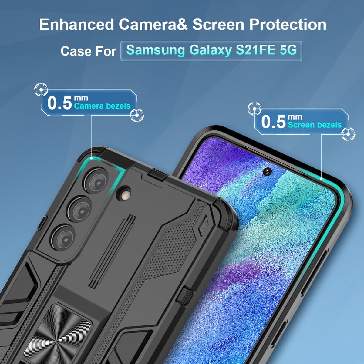 Funda para CMF Phone 2 Pro, Carcasa Antigolpes con Soporte anular metálico, Case Protectora de Grado Militar, Negro — view 1620