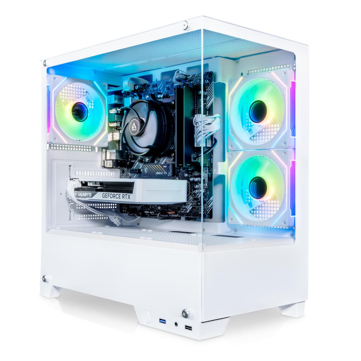 ADMI Gaming PC, AMD Ryzen 7 5700X, NVIDIA RTX 5060 8GB GDDR7, DDR4 16GB, NVMe 1TB, WiFi, Charger RGB Case (Black), Windows 11 — view 5