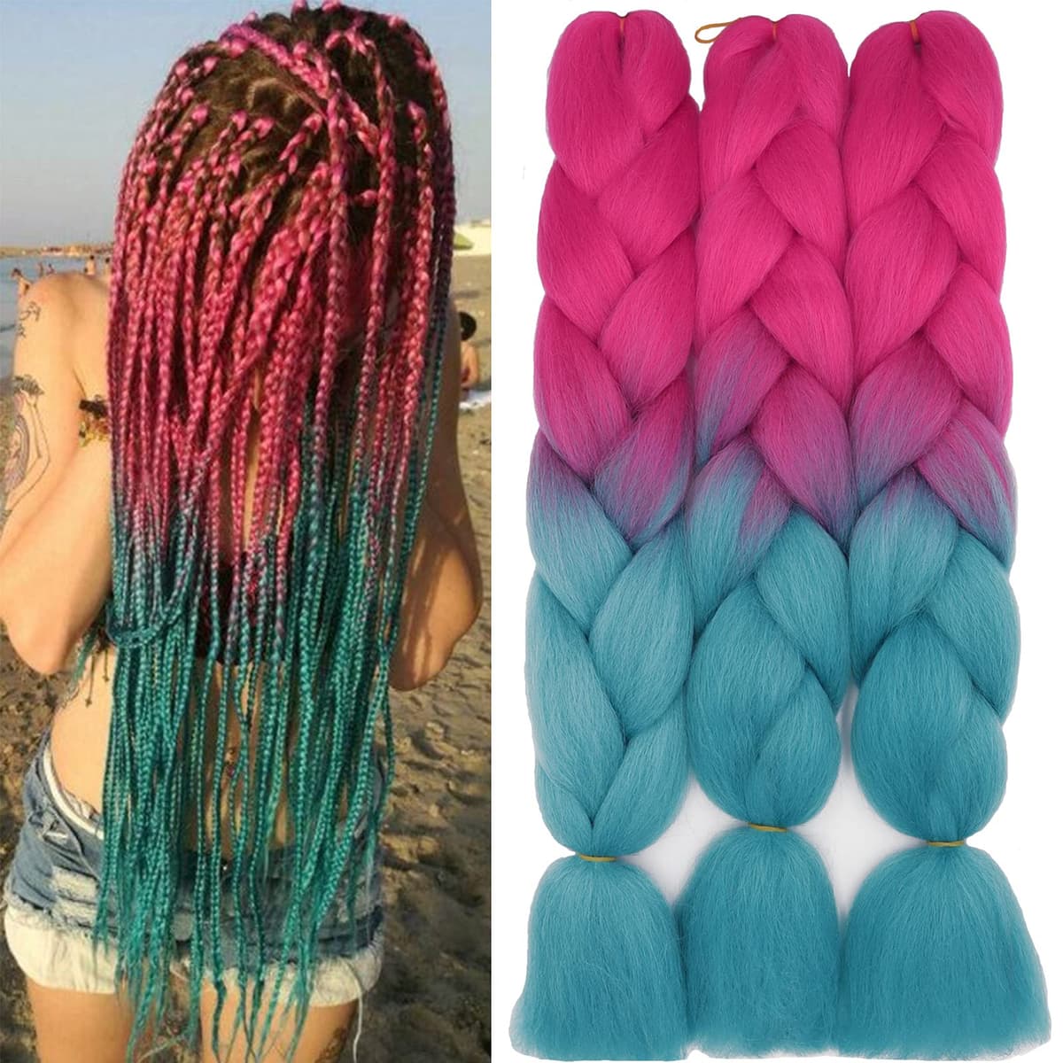 24" Braiding Hair Extension Jumbo Braids Synthetic 3bundles/pack Crochet Hair Afro Box Braid Heat Resistent (Dark Purple) — view 125