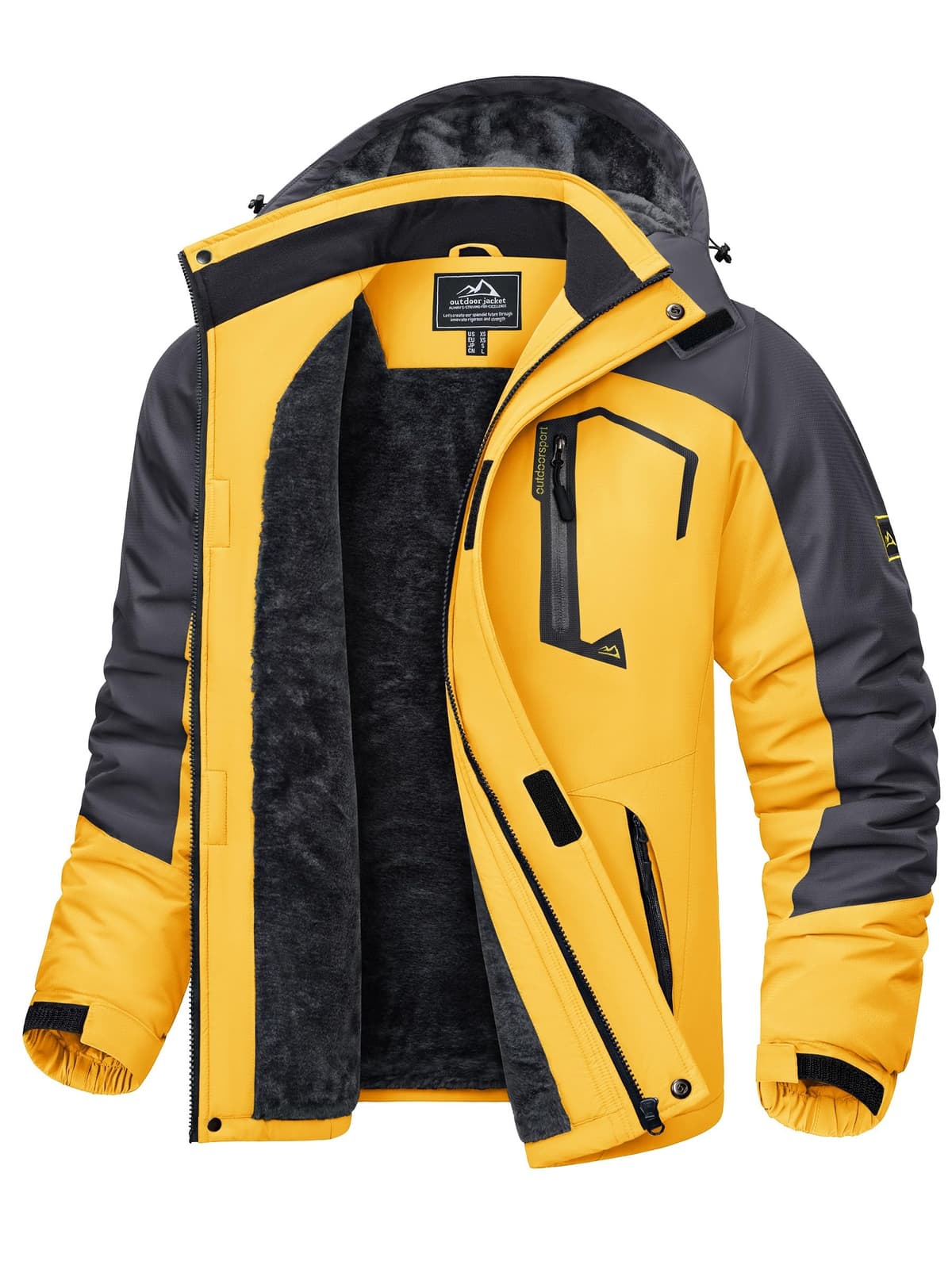 KEFITEVD Hombre Impermeables Lana Chaquetas Impermeables Esquí Cálidos Invierno Abrigos Térmicos Exteriores Abrigos con Capucha Desmontable — view 15