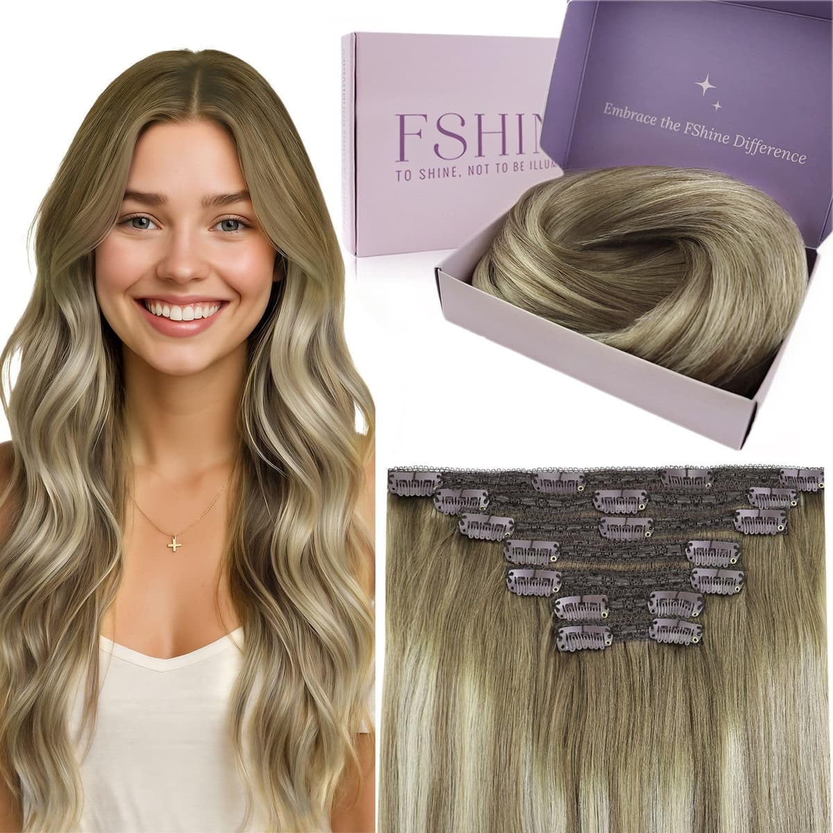 Fshine Clip in Hair Extensions Human Hair Copper Hair Extensions 18 Inch 120 g 7 pcs Color 330 Natural Straight Hair Extensions for Women Real Human Hair — view 23