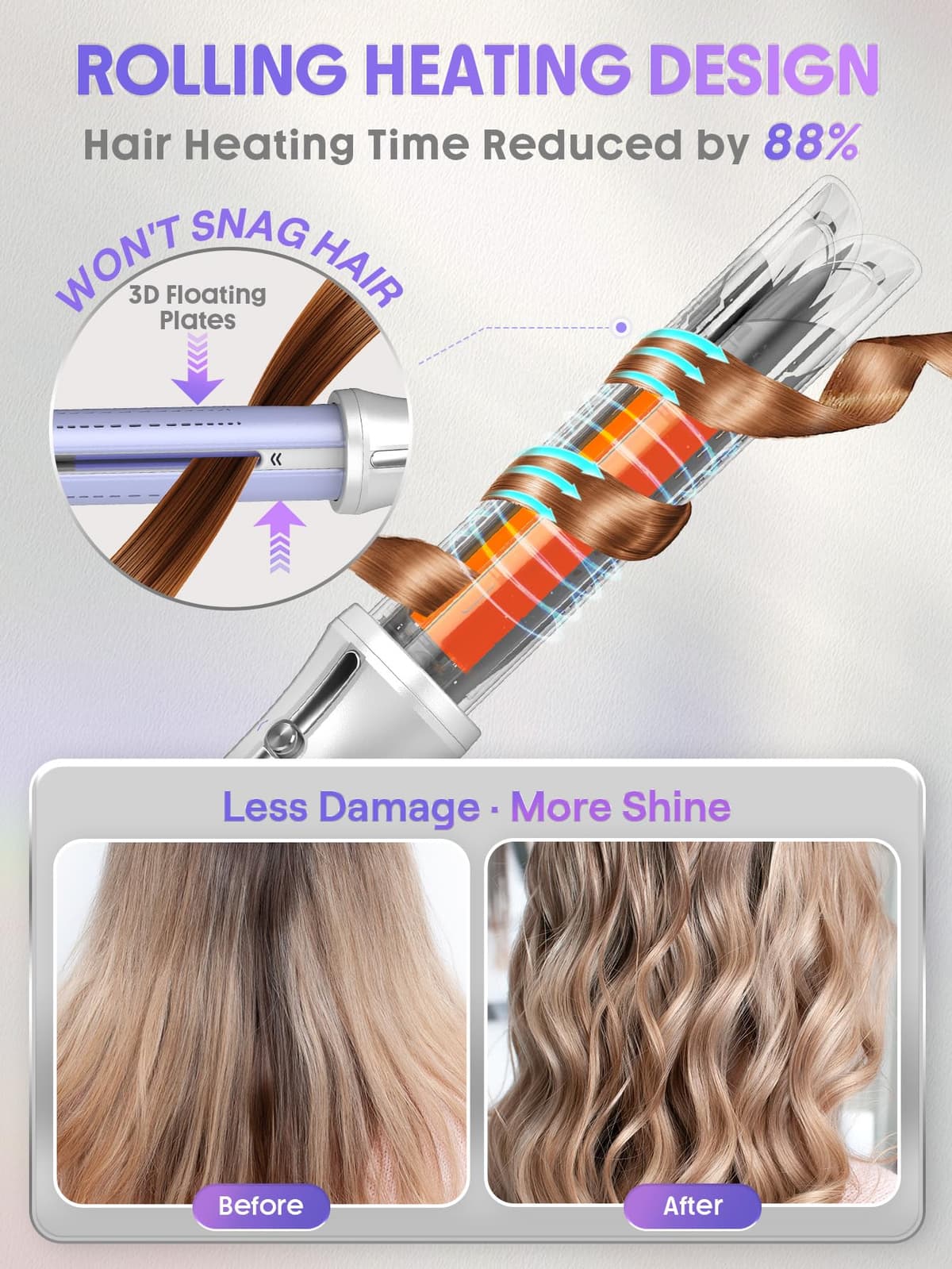 SHEGLAM 25mm Rizador Automático One Touch con Aire Frío – Rizos de Larga Duración para Estilos Bounce u Ondulados, Bajo Riesgo de Quemaduras, Calentamiento Rápido para Cabello de Medio a Largo (25mm) — view 6