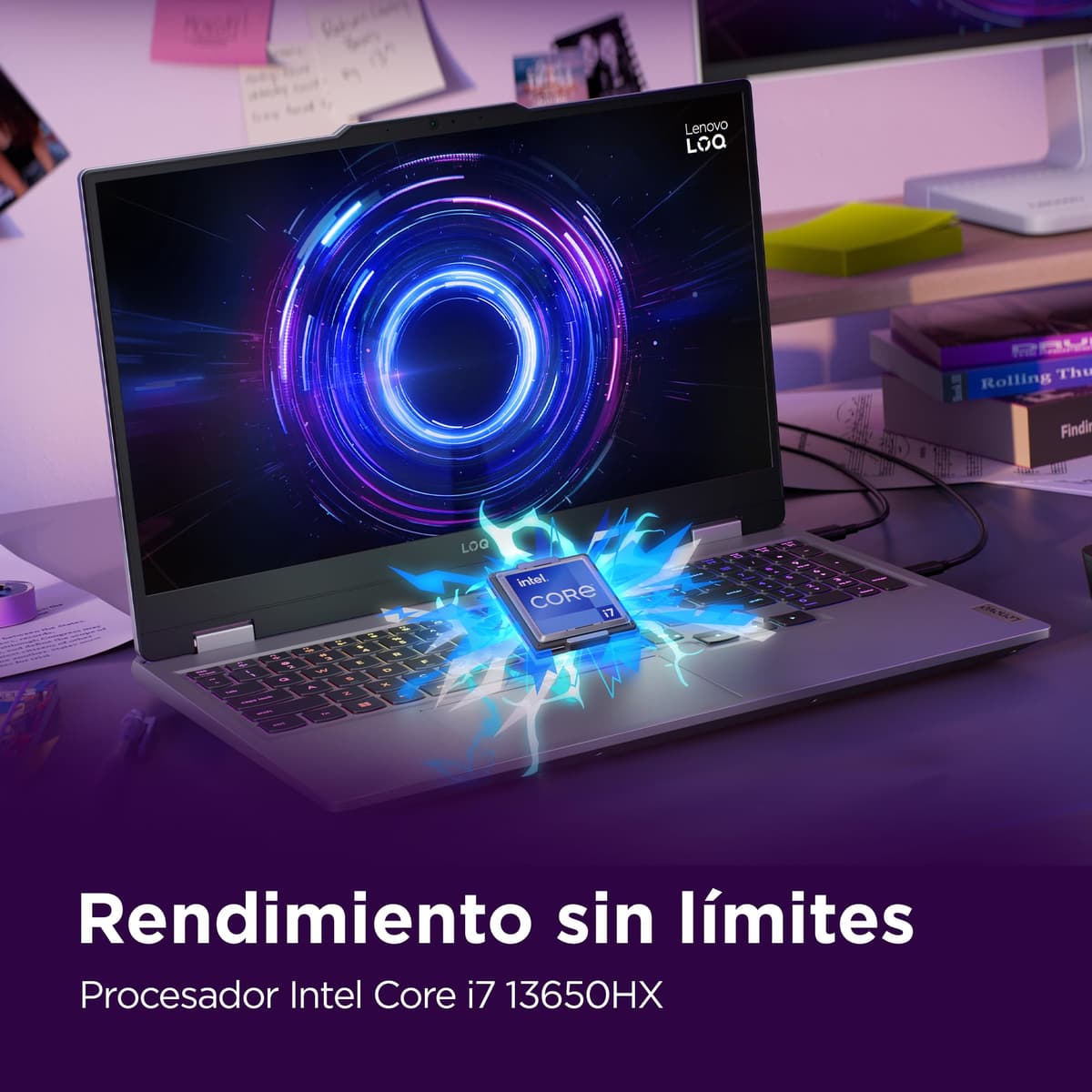 Lenovo LOQ Gen 10 - Portátil Gaming IA 15.6" FHD (Intel Core i7-13650HX, NVIDIA GeForce RTX 5060, 32 GB RAM, 1 TB SSD, 144 Hz, Wi-Fi 6, Sin Sistema Operativo) QWERTY RGB 24 Zonas Español - Gris — view 5