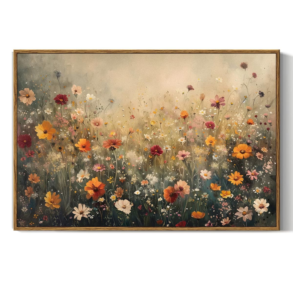 InSimSea Framed Canvas Wall Art, Meadow with Flowers Painting, Landscape for Living Room, Bedroom, Home, Bathroom Decor, 8x10 — view 173