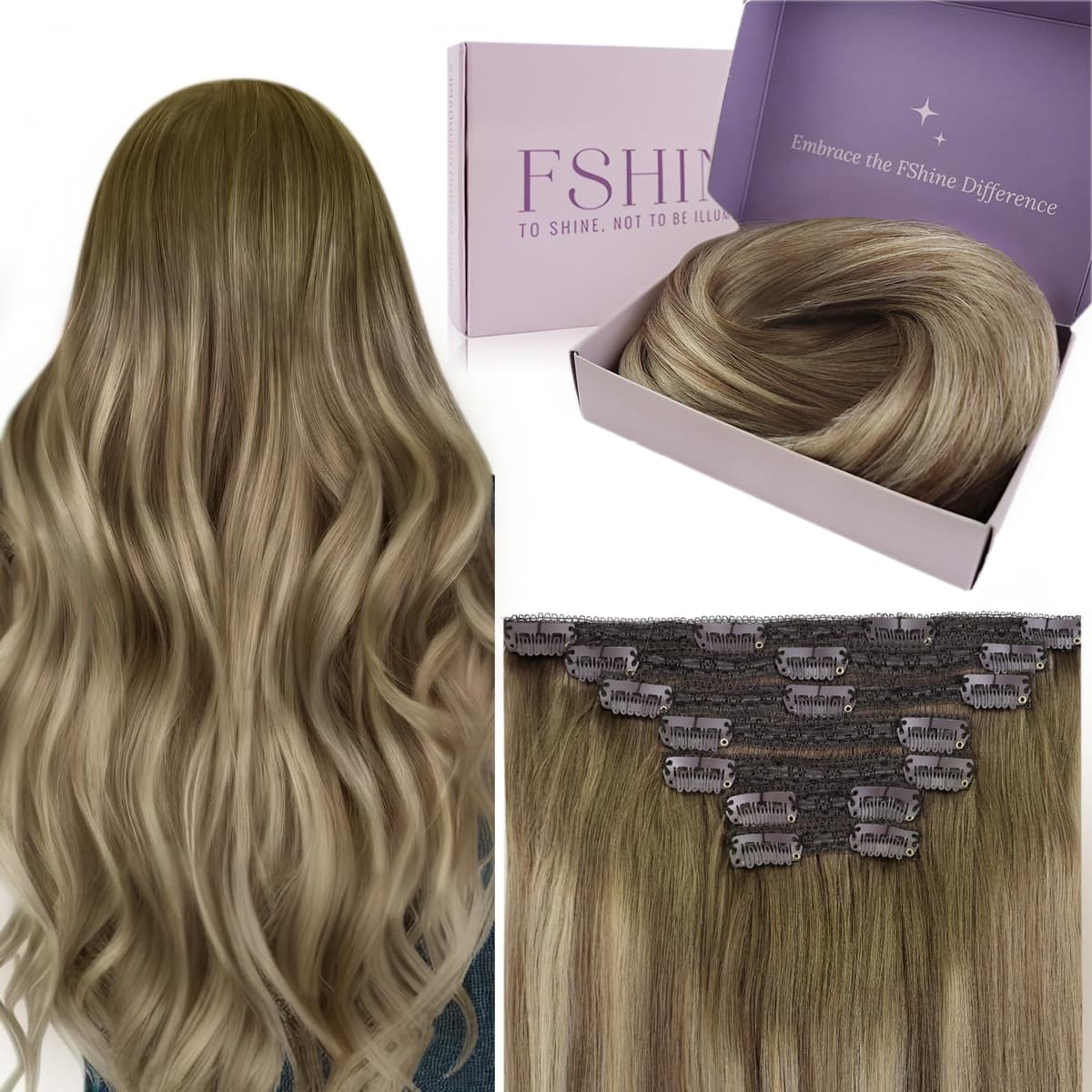 Fshine Clip in Hair Extensions Human Hair Copper Hair Extensions 18 Inch 120 g 7 pcs Color 330 Natural Straight Hair Extensions for Women Real Human Hair — view 49