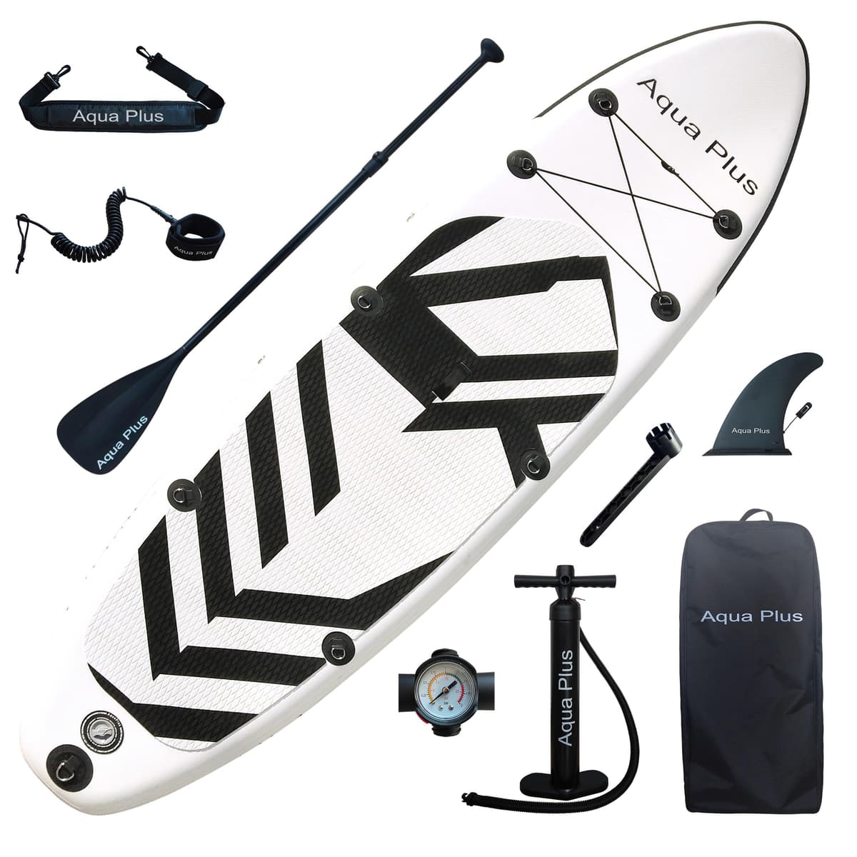 Aqua Plus Sup Inflable de 15cm de Grosor para Todos los Niveles de Habilidad, Paleta Ajustable, Bomba, Mochila de Viaje ISUP, Tabla de Remo Inflable para jóvenes y Adultos