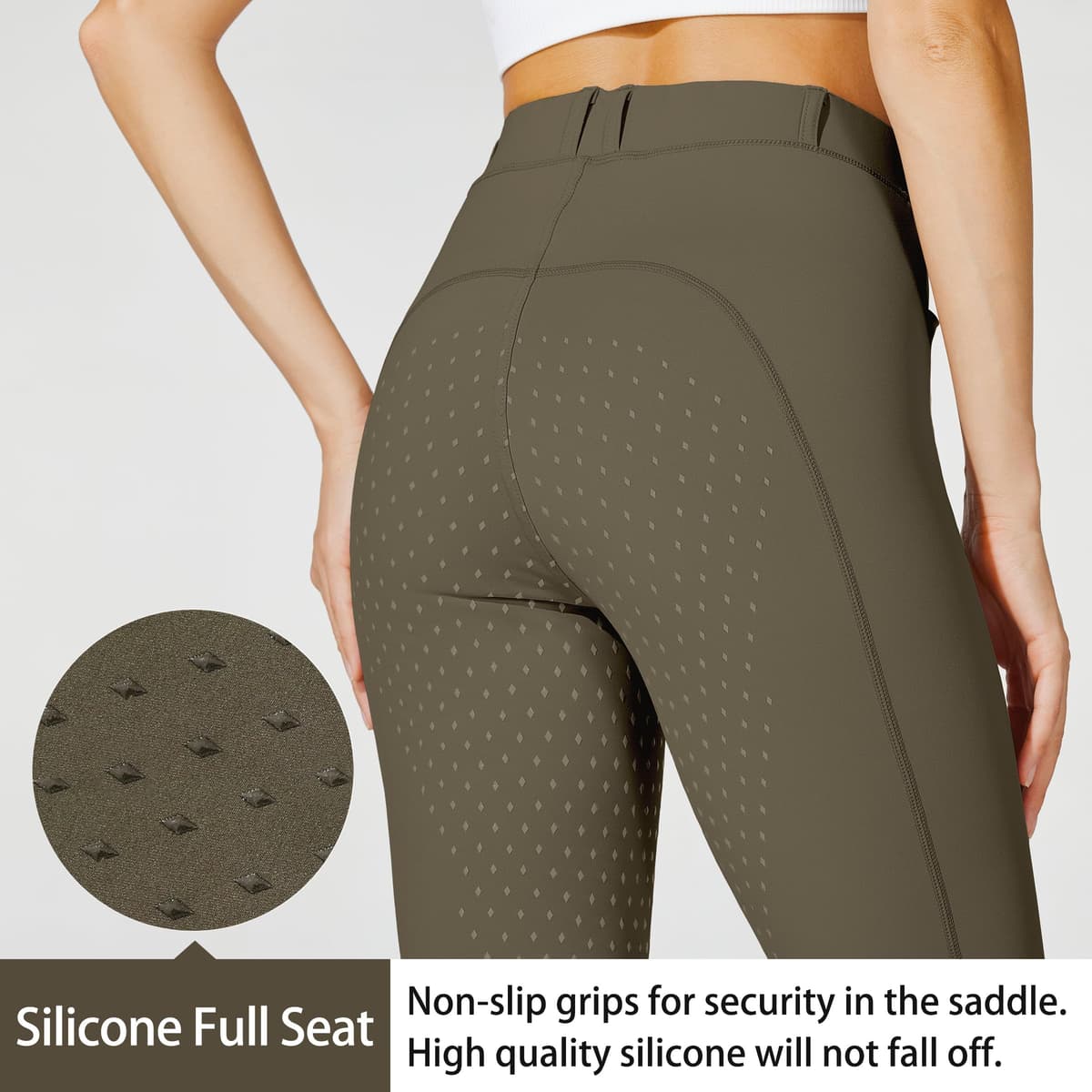 WILLIT Pantalones de equitación para mujer con ribete completo de silicona, cintura alta, elásticos, con bolsillo de cremallera, trabillas para cinturón — view 4