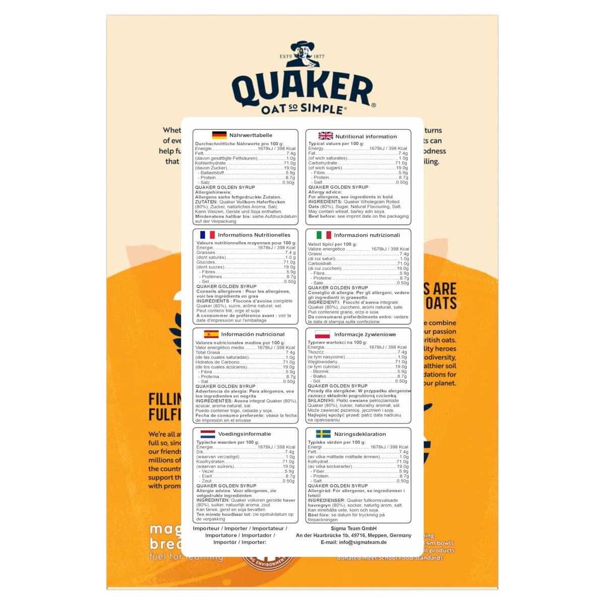 Cleverry set de Gachas de Avena Quaker Oat So Simple Golden Syrup 40 bolsitas x 36g – oatmeal para un desayuno delicioso — view 4