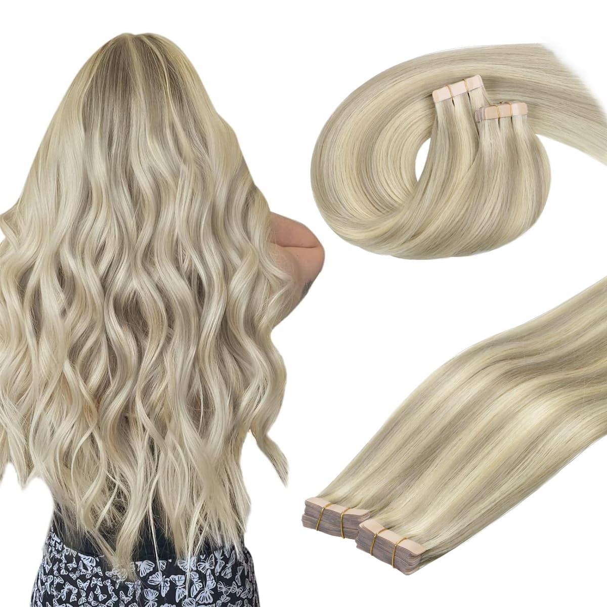 DOORES Tape in Hair Extensions Human Hair, Balayage Dark Brown to Chestnut Brown 50g 20pcs 18 Inch, Human Hair Extensions Natural Remy Straight Skin Weft — view 31