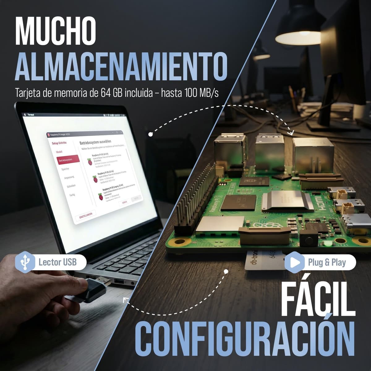 db-tronic Raspberry Pi 5 1 GB Starter Kit | Edición 64 GB | Alimentación 27 W | Carcasa con Ventilador | Micro HDMI 4K | Disipador | Ideal para Home Assistant y el Smart Home — view 5