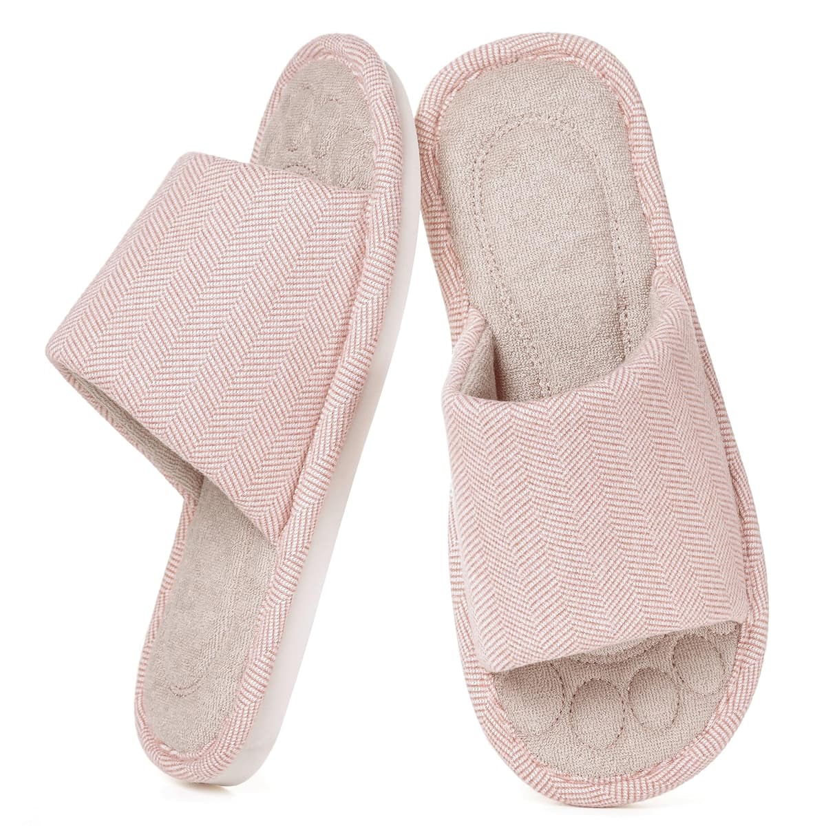 Zapatillas Casa Mujer Hombre Cómoda Espuma de Memoria Transpirable Algodón Pantuflas Punta Abierta Antideslizante Slippers Verano — view 12