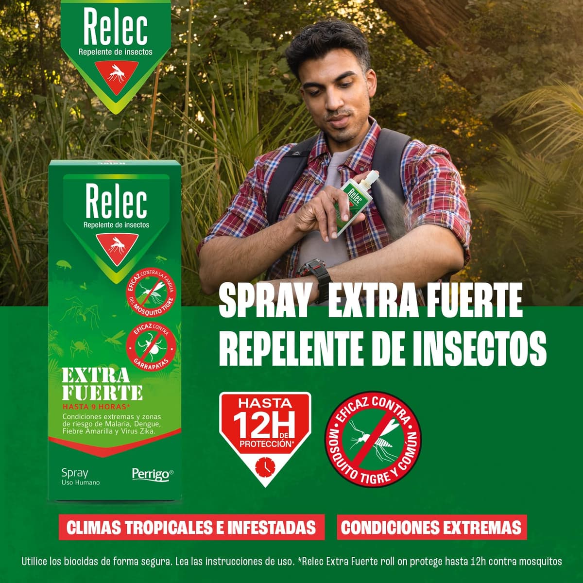 Relec Extra Fuerte Spray Antimosquitos, Repelente de Mosquitos 75ml, Eficaz Contra El Mosquito Tigre, Eficacia y Protección Contra las Picaduras de Mosquitos en Zonas Tropicales — view 2
