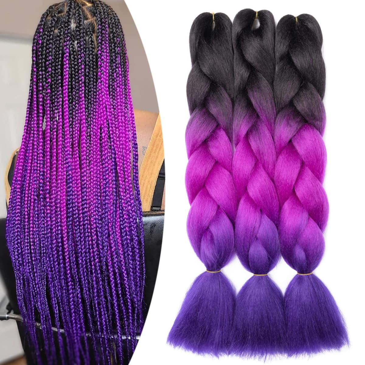 60cm Extensiones de Pelo Trenzas Africanas Castaño Oscuro Extensiones para Trenzas Africanas 1 pcs 100g Kanekalon Pelo para Trenzas Africanas Sintetico Extensiones de Trenzado Cabello Braiding — view 18