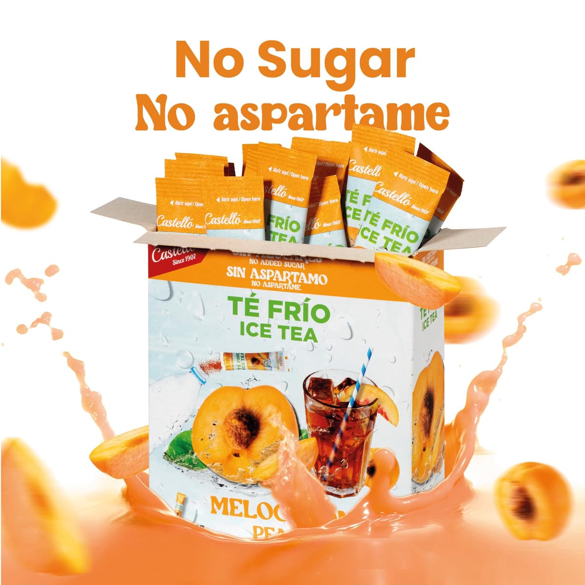 Castello since 1907 Té Frío (Ice Tea - Iced Tea) Zero & Instantáneo | Melocotón | 15 sobres | 1 sobre = 500 ml de Té | 0 Calorías | 0 Azúcar | 0 Aspartamo — view 4