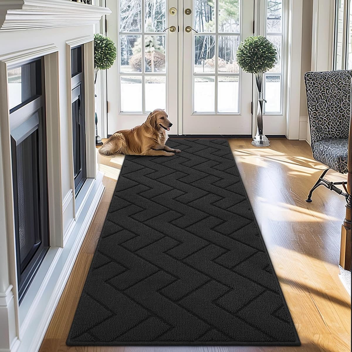 Biscpro Door Mats Indoor,Dirt Trapper Mat Absorbent Non-Slip Low Profile Doormat for Entrance,Inside, Kitchen,Front Door Mat Washable for Pets and Dogs— 50x80cm,Grey — view 83