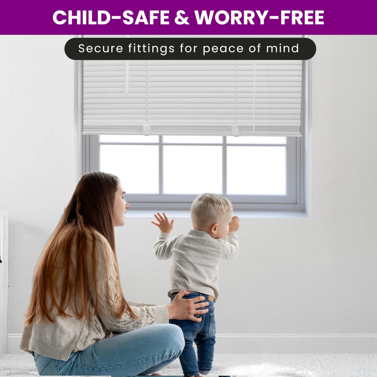 FURNISHED Venetian Blinds Window Venetian Blind Easy Fit PVC Shutters Trimmable Shades for Home Kitchen Windows Treatment Shutters 25mm Slats Complete Child Safe Fittings - White 75W x 150L cm — view 6