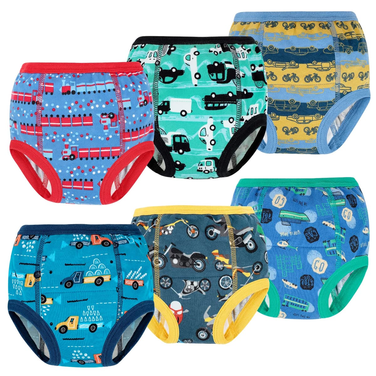 FLYISH DIRECT Potty Training Pants, Reusable Training Pants for Toddlers, 6 Packs of Car Potty Trainer Underwear for Boys, 2 Years, Blue Car — view 16