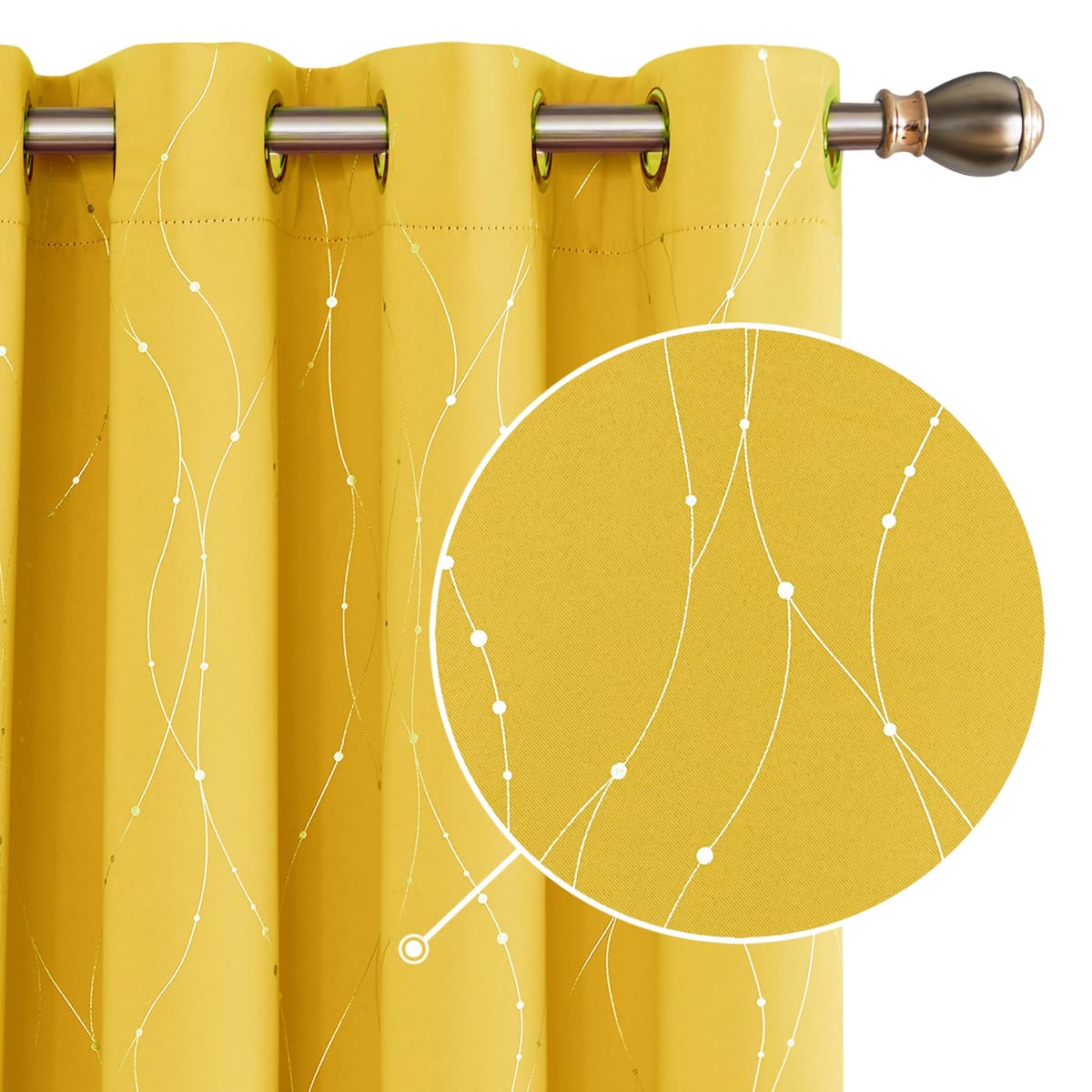 Deconovo Soft Dotted Line Foil Printed Blackout Curtains Thermal Insulated Curtains Eyelet Energy Efficiency Room Darkening Curtains for Bedroom 52 x 72 Inch Light Grey 2 Panels — view 31