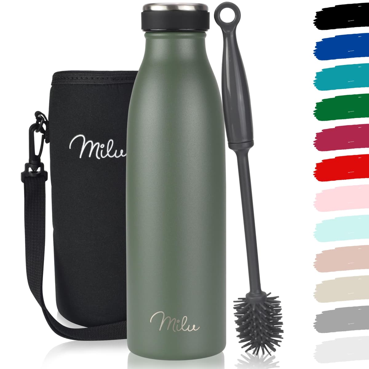 Milu Stainless Steel Drinking Bottle 1500 ml - Insulated Thermo Flask for Water - Leak Proof, Insulated and Double Walled, Carbonated (Granite Navy Blue, 1,5L) — view 72