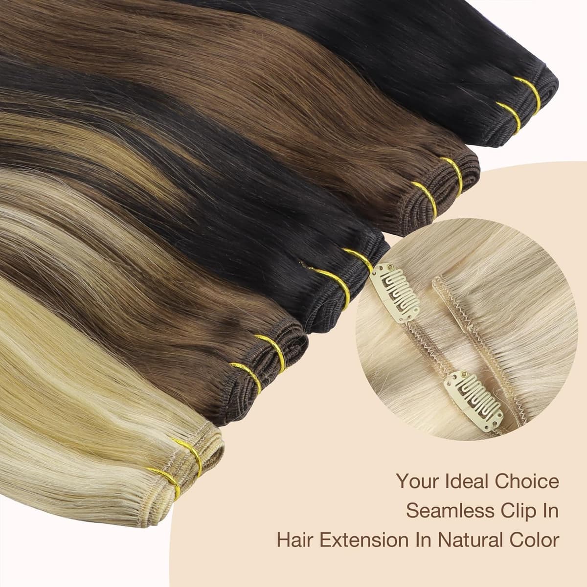 GOO GOO Clip in Hair Extensions Human Hair, 18inch 150g 9Pcs, #2 Dark Brown, Hair extensions for women, Human Hair Extensions Clip in — view 106