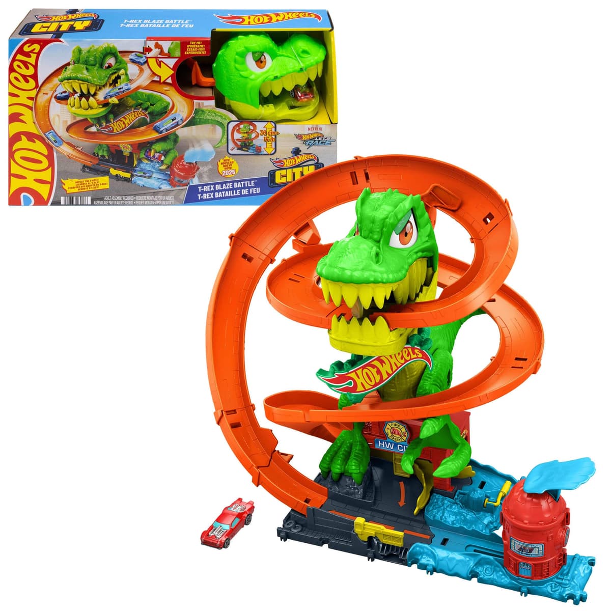 Hot Wheels City “Let's Race - ¡a Correr!” Netflix - Pizza Slam Ataque de Cobra Pista para Coches de Juguete con Serpiente, Incluye 1 vehículo, +4 años (Mattel HTN81) — view 7