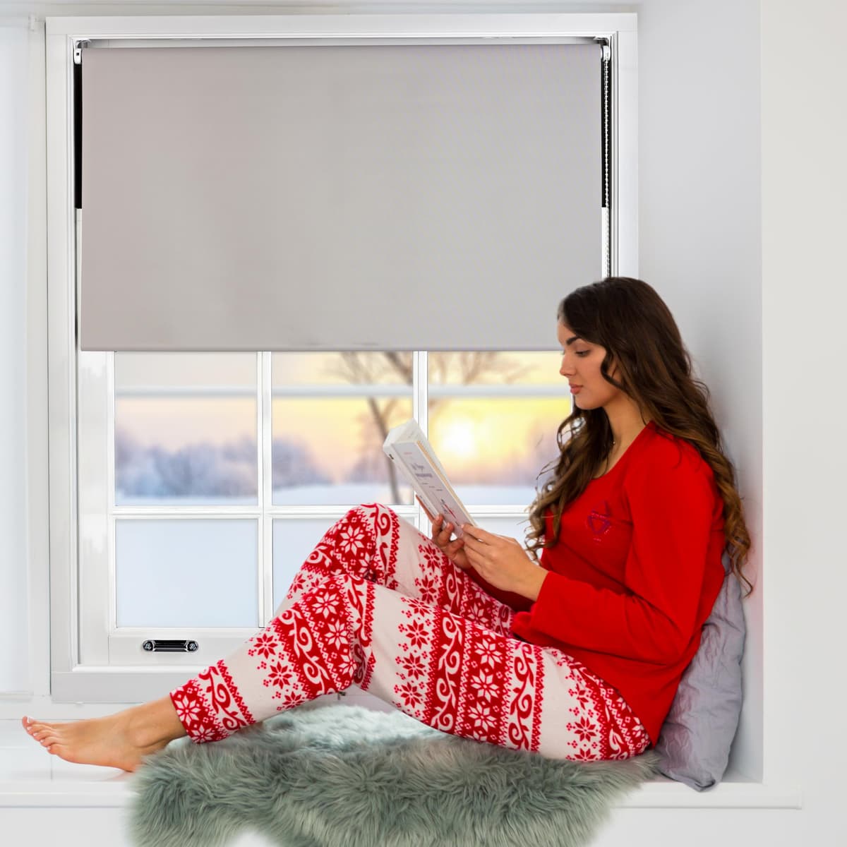 FURNISHED Roller Blinds Thermal Blackout Roller Blind - Trimmable Insulated UV Protection Child Safe Easy Fit Home Office Window Blinds, Cream, 100 cm Wide x 165 cm Long — view 6