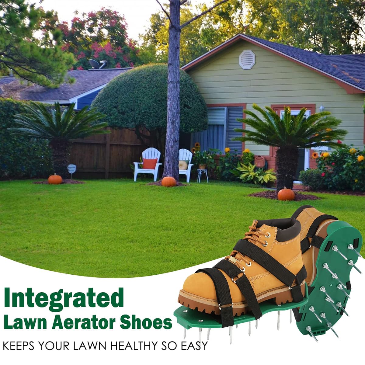 Lawn Scarifier Shoes, Aerator Sandals With Spikes And Hook Closures To Effectively Aerate The Ground Of The Lawn Aerator Universal Size Aerator For Garden Patio Without Installation — view 6