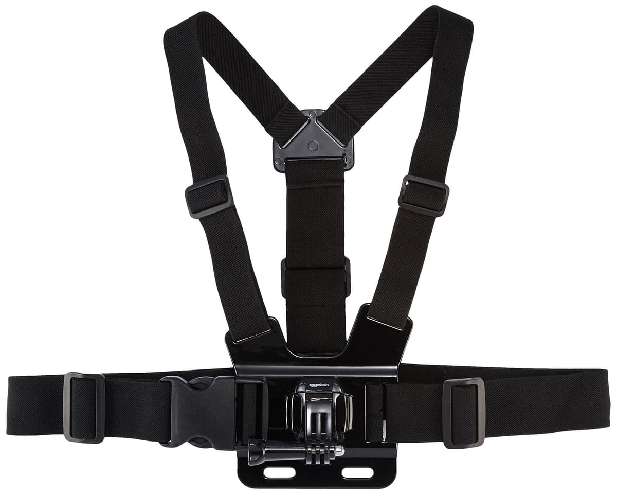Amazon Basics Arnés de Pecho Ajustable para GoPro y Cámaras de Acción, Ligero y Cómodo, Negro — view 2