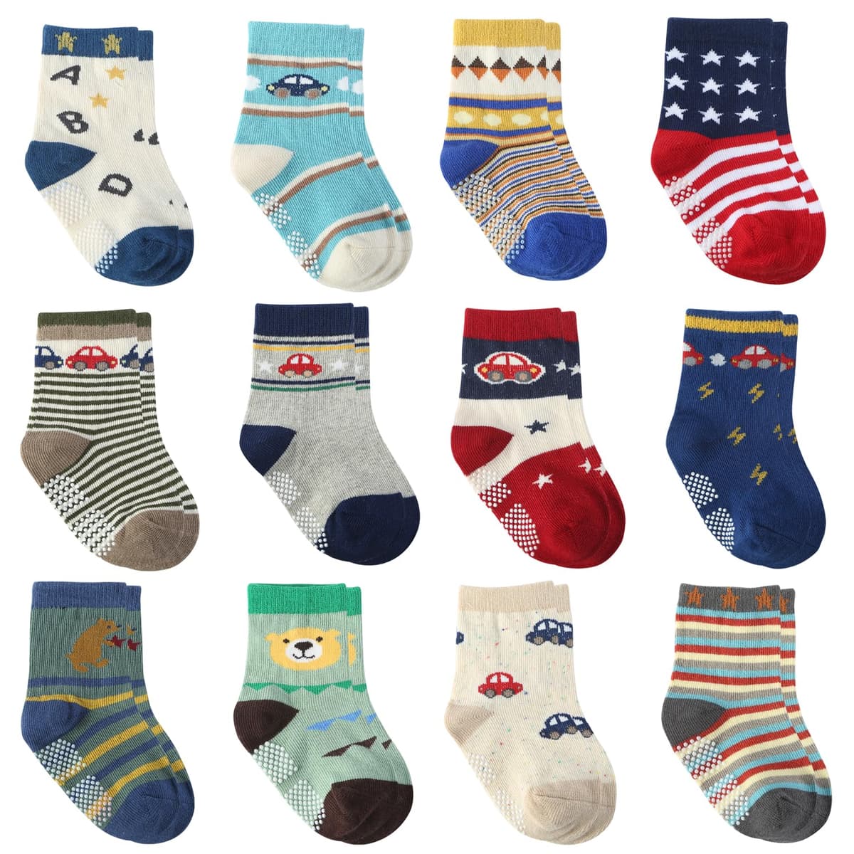 12 Pares para Algodón Niños Pequeños Antideslizantes Calcetines, Algodón Calcetines Antideslizantes para Niños — view 4