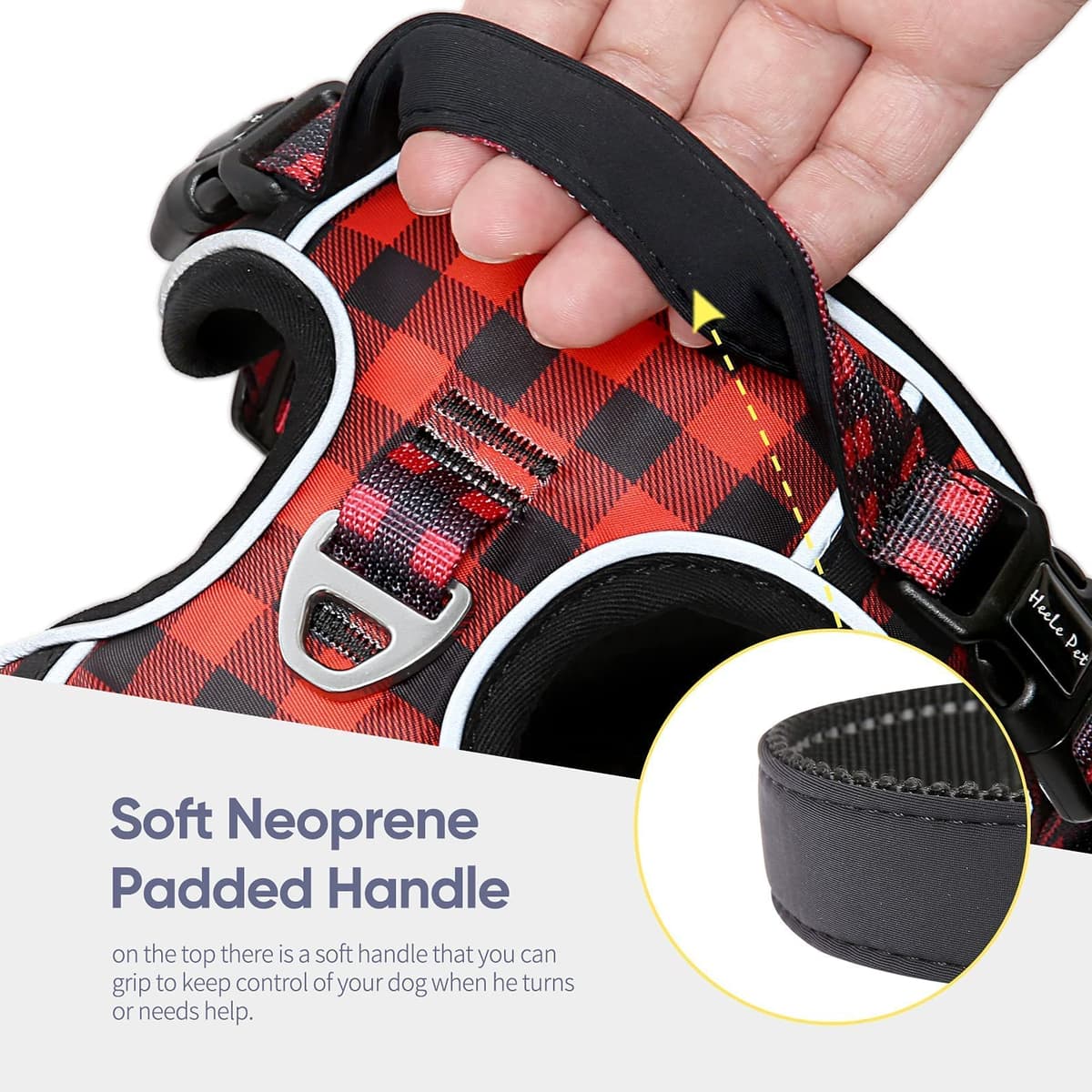 HEELE Dog Harness Medium No Pull Dog Vest Harness with Soft Handle Reflective Pet Harness for Outdoor Training Walking, Black, M — view 163