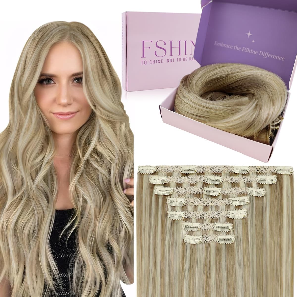 Fshine Clip in Hair Extensions Human Hair Copper Hair Extensions 18 Inch 120 g 7 pcs Color 330 Natural Straight Hair Extensions for Women Real Human Hair — view 66