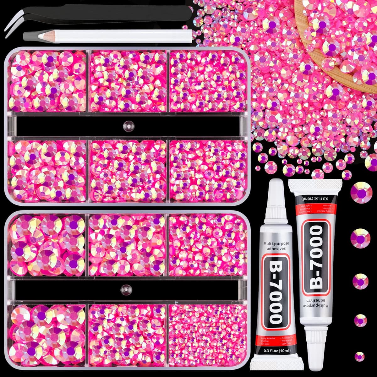 Resin Jelly Rhinestones for Crafting with B7000 Jewelry Glue, 2 Boxes Gold Flatback Crystals with 2Pcs 10ml Glue, Bedazzling Non Hotfix Gems for DIY Tumblers Clothing Shoes Manicure — view 18
