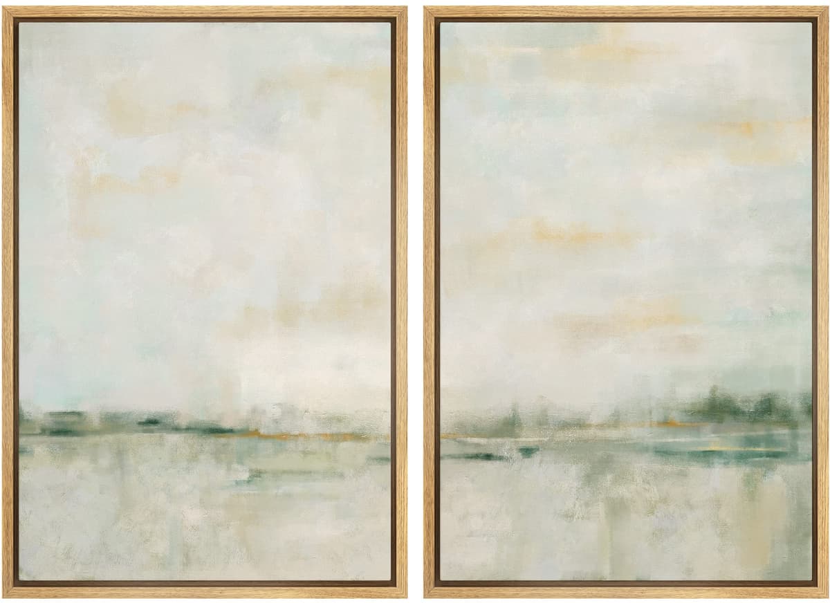 MUDECOR Framed Canvas Print Wall Art Set Watercolor Pastel Duotone Tan Landscape Abstract Shapes Illustrations Modern Art Decorative Contemporary for Living Room, Bedroom, Office - 24"x36"x2 Natural — view 148