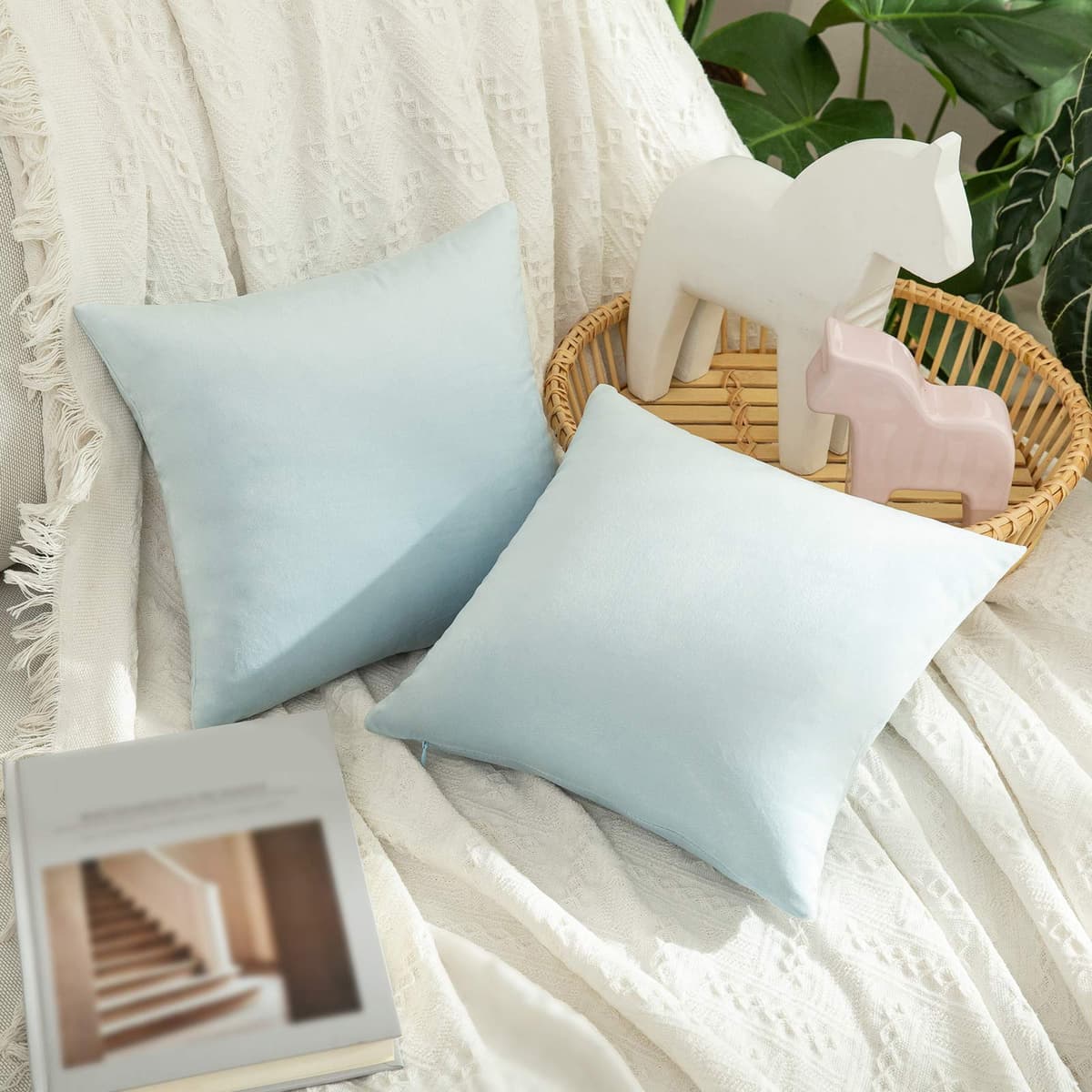 MIULEE Pack of 2 Fall Velvet Soft Solid Decorative Throw Pillow Covers Square Cushion Cases for Sofa Couch Bedroom Living Room Car Home Decor 18 x 18 Inch 45 x 45 cm Orange — view 66