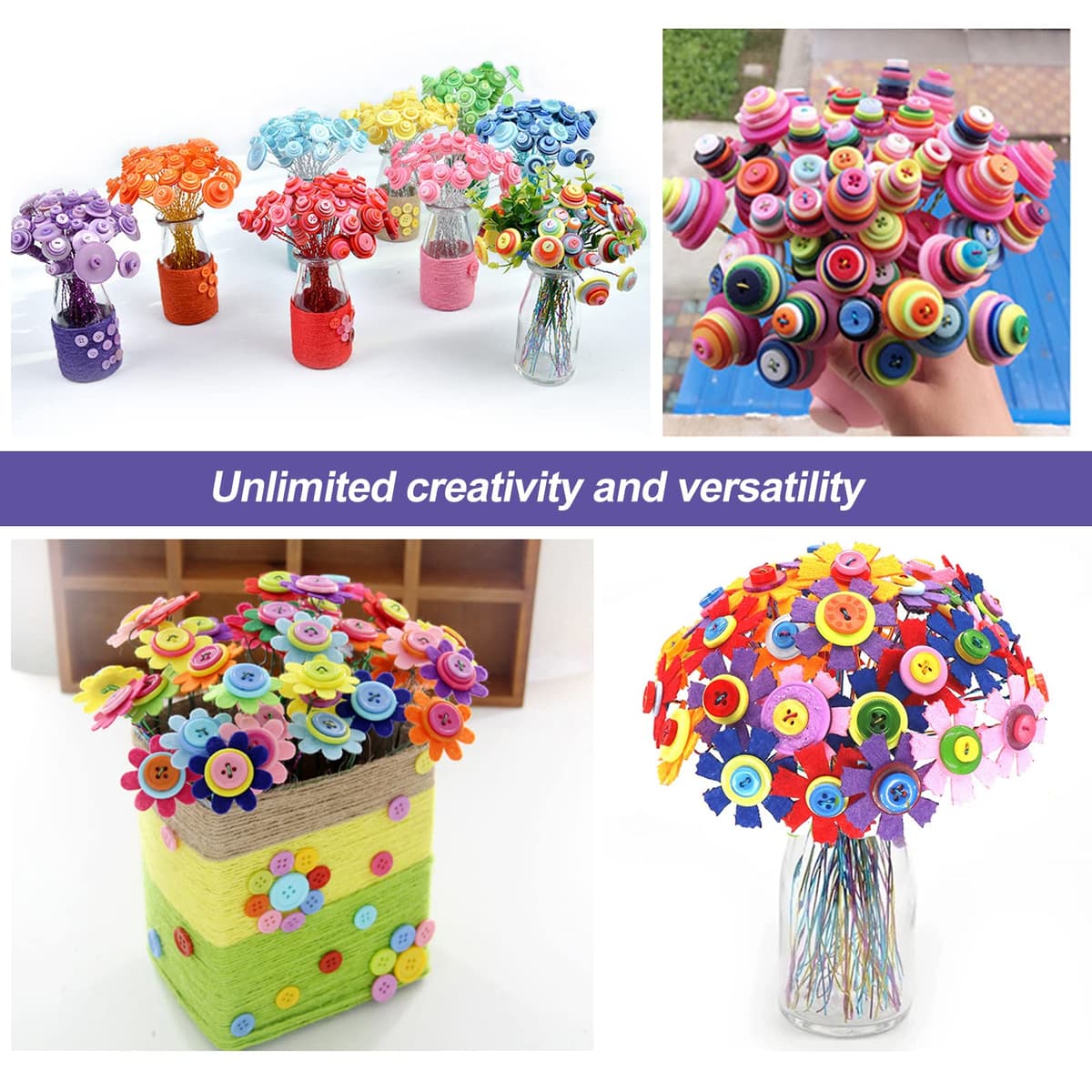 Buttons for Crafts, 1000PCS Button Mixed Colours and Sizes Round Resin Buttons for Craft Arts Knitting Sewing Cardigans DIY Handmade (9mm-13mm) — view 6